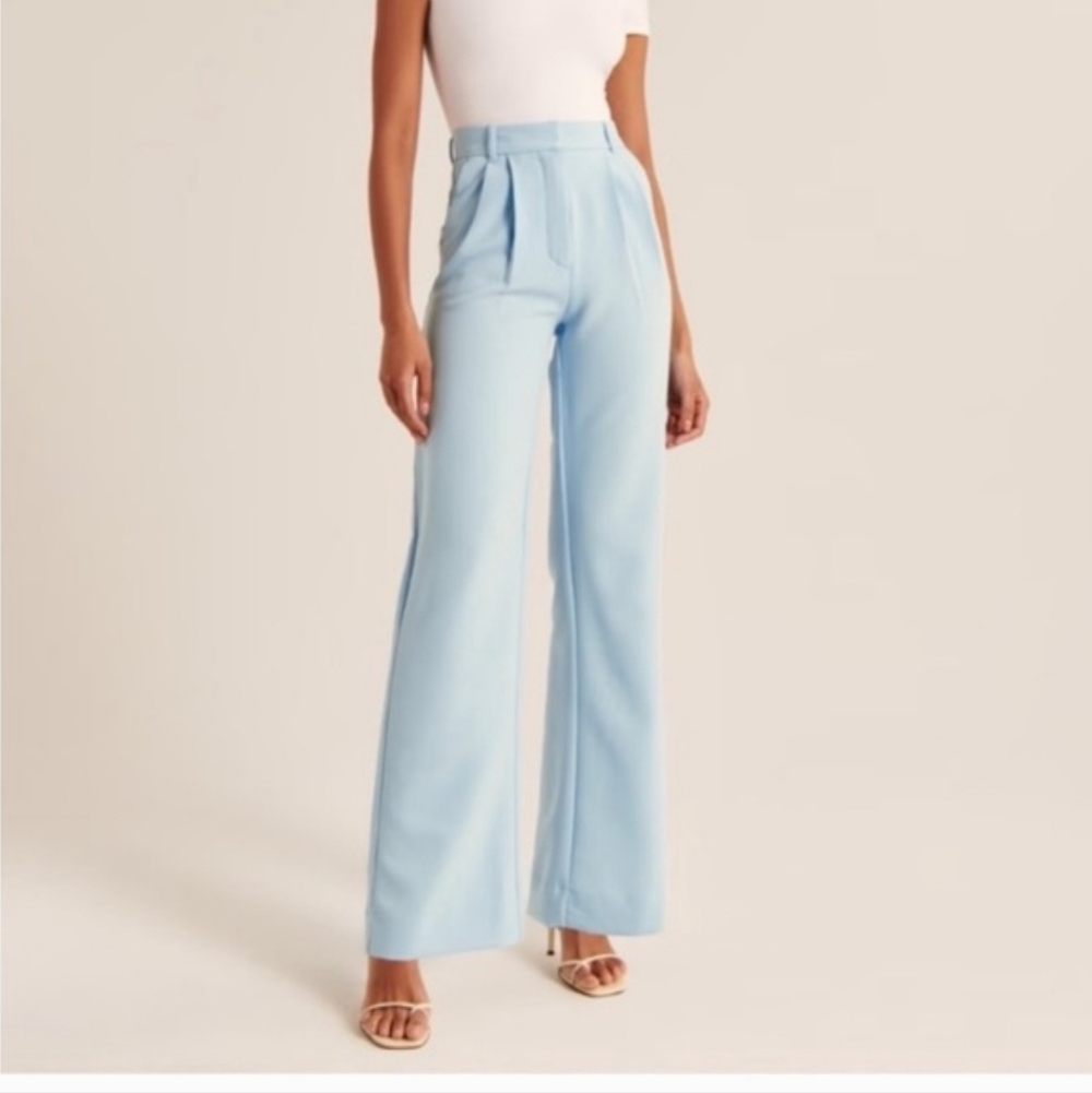 Abercrombie & Fitch Light Blue Wide-Leg Pants